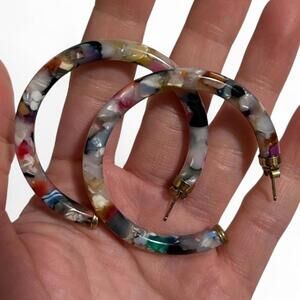 Multi-Colored Resin Hoop Earrings